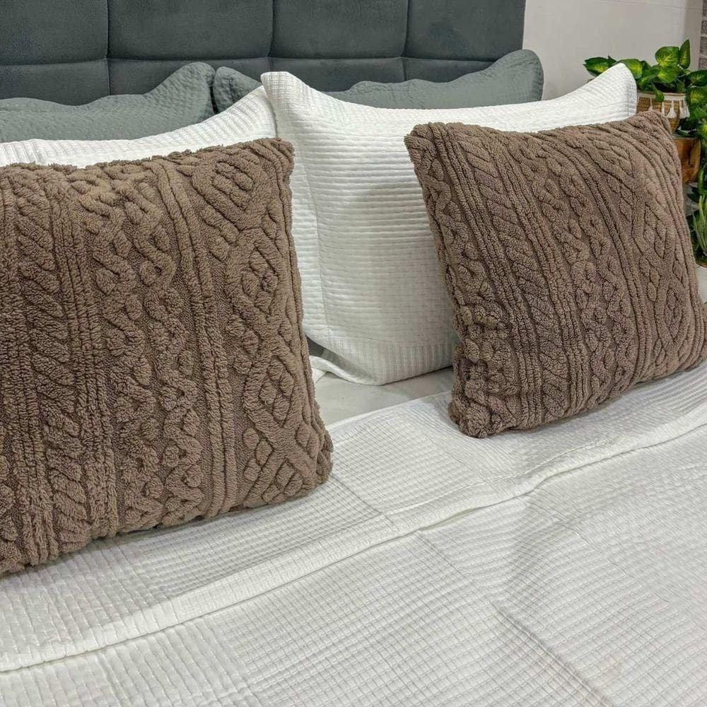 Kit 2 Almofadas Comfy 50x50 Franci Tricot Marrom