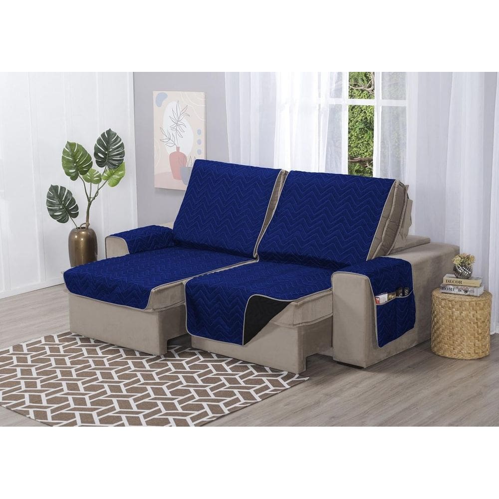 Capa Sofá Retrátil Protetor 3 Lugares 1,80M Assento Dupla