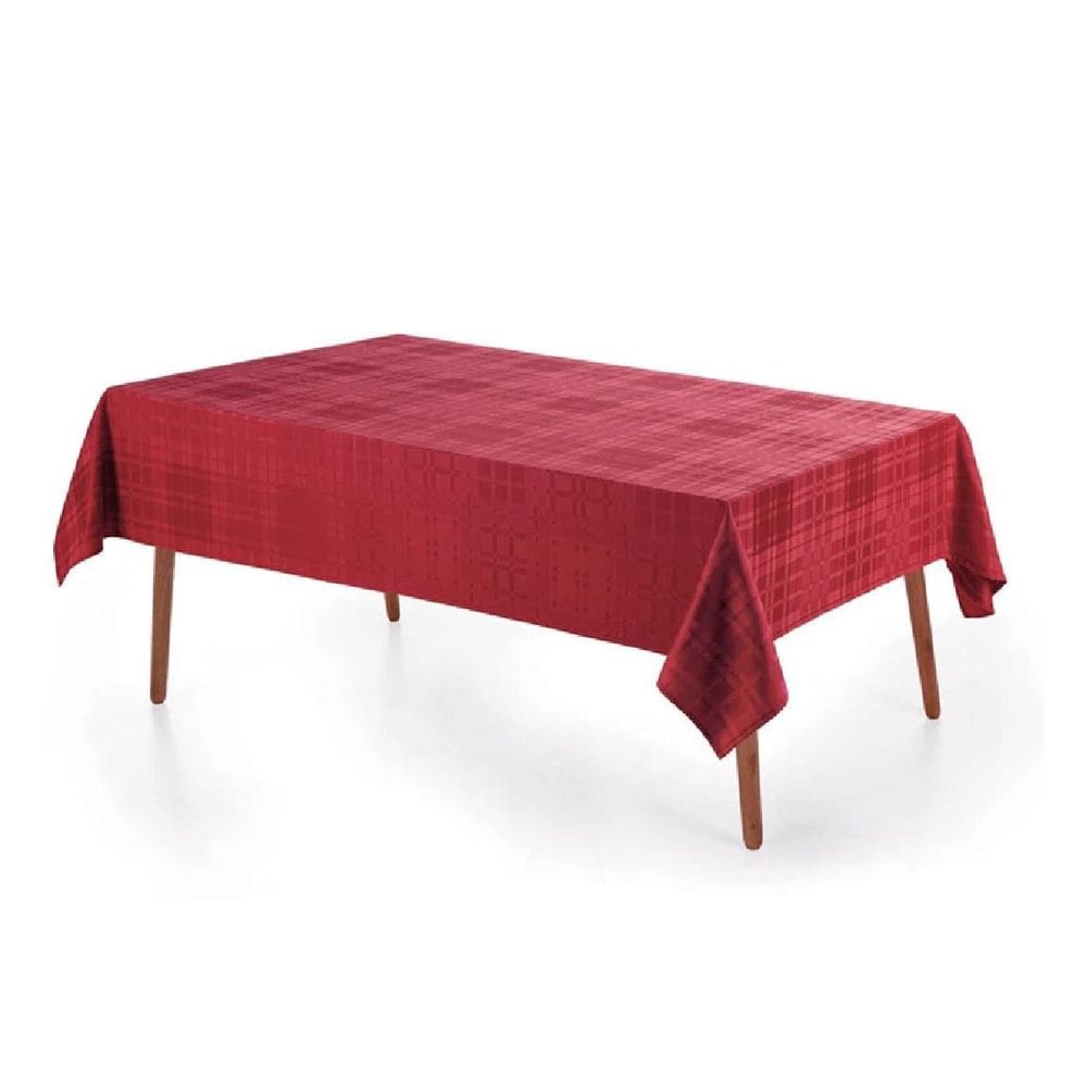Toalha Mesa Retangular 180X270Cm Tartan Vermelha Karsten