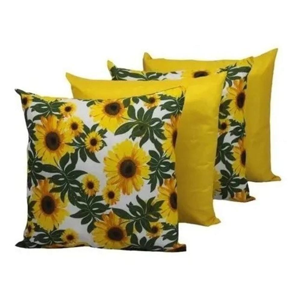 2X Kit 4 Capas De Almofada Com Zíper 45X45Cm Lisa E Estampad