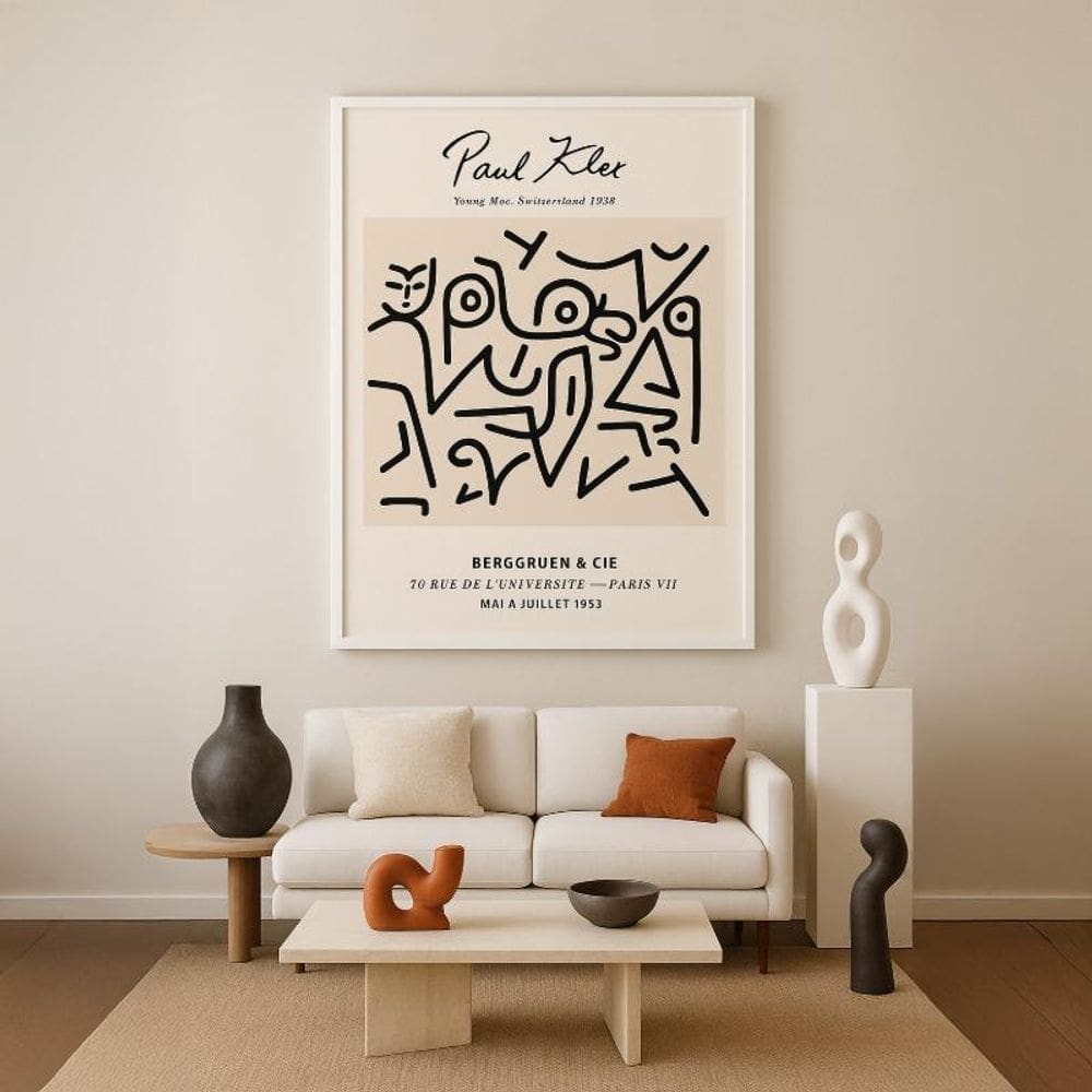 Quadro Canvas Paul Klee Young Moe 90X60Cm Mold Preta