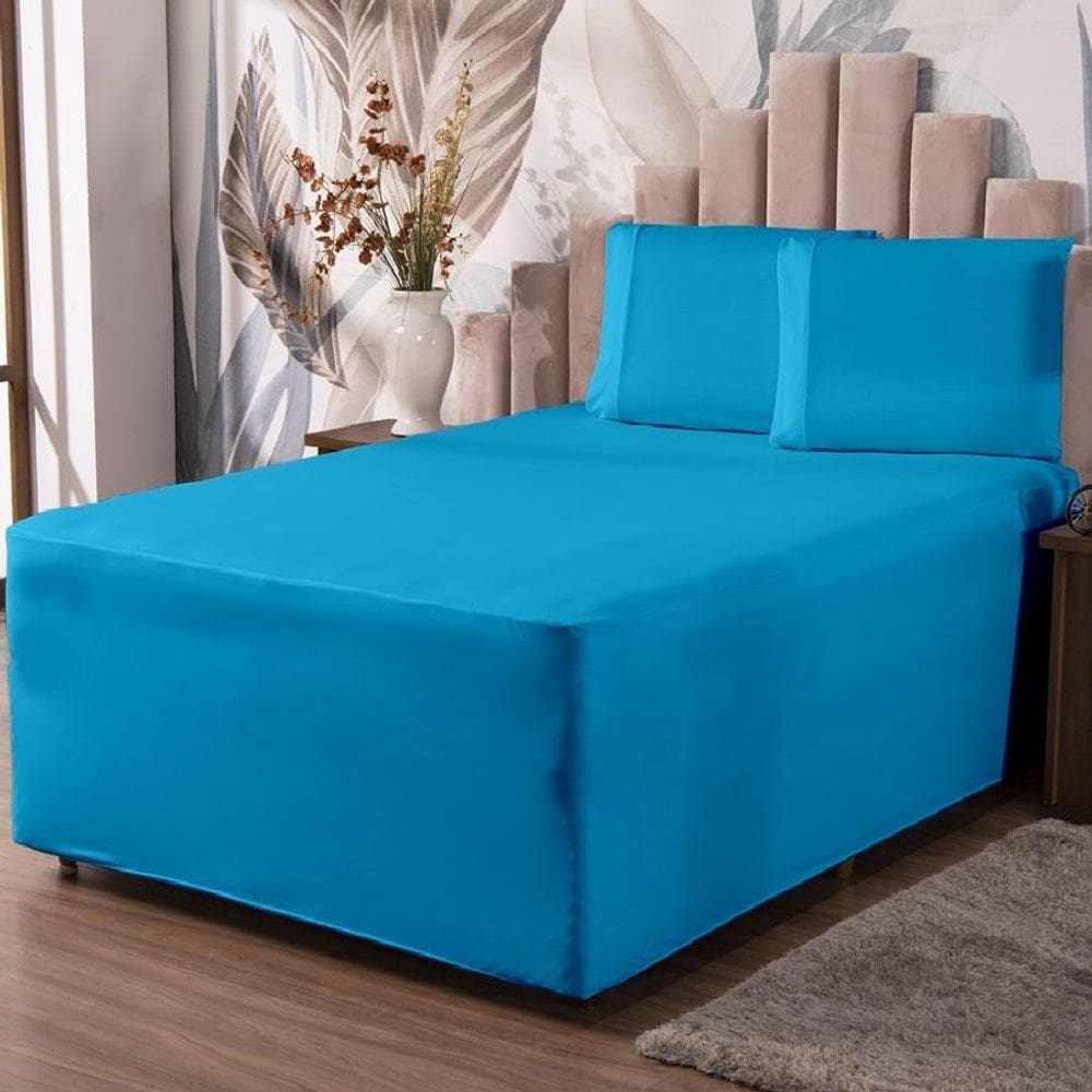 Jogo De Lençol Luva King Conjugada Colchão E Box Malha 3P