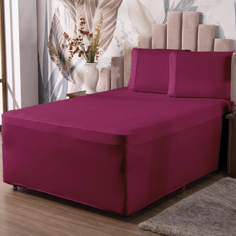 Jogo De Lençol Luva King Conjugada Colchão E Box Malha 3P