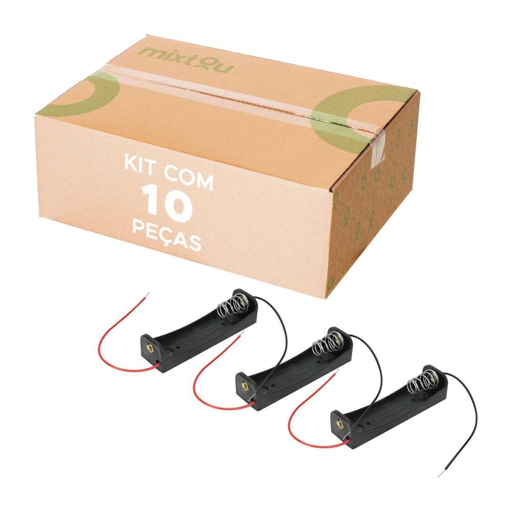 10X Suporte Para 1 Pilha Aa Pequeno - Preto Alta Qualidade