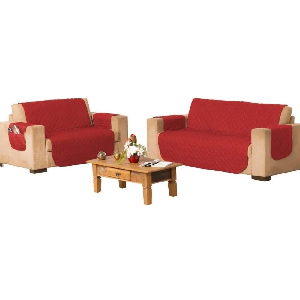 2X Kit Capa Protetor Para Sofá Paula 3 E 2 Lugares Jogo Prmo