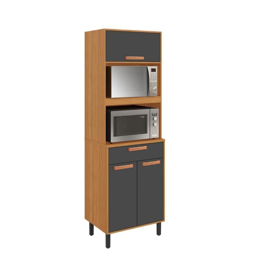 Armário Paneleiro Itatiaia 2 Portas 1 Gaveta Grafite Nápoles