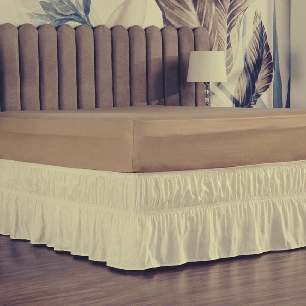 Saia Box Cama King Com 2 Elásticos Ajustável Babado 1 Peça