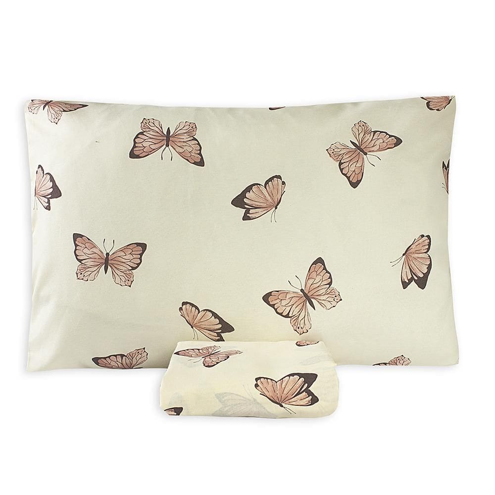 Lençol Solteiro 02 Peças Borboletas Algodão 150 Fios