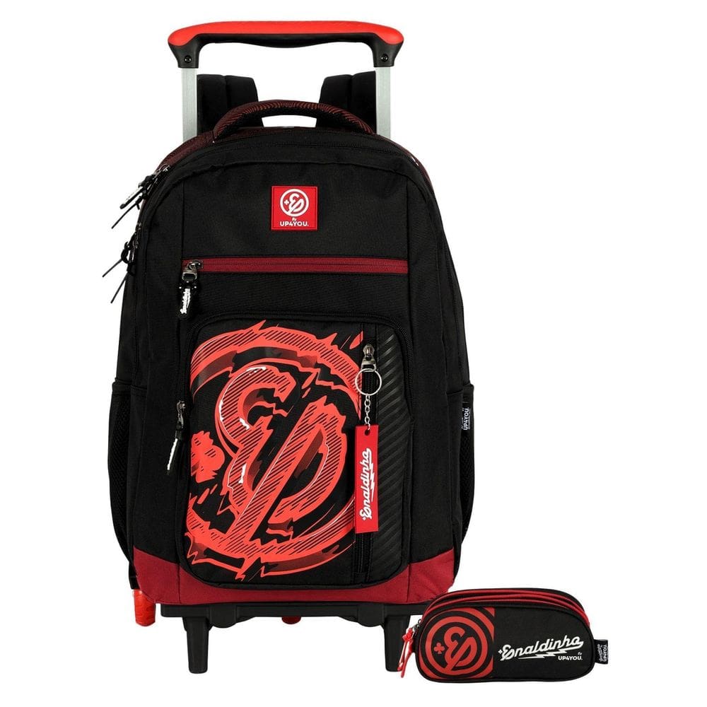Kit Enaldinho Mochila 2Em1 Rodas + Estojo Triplo Resistente