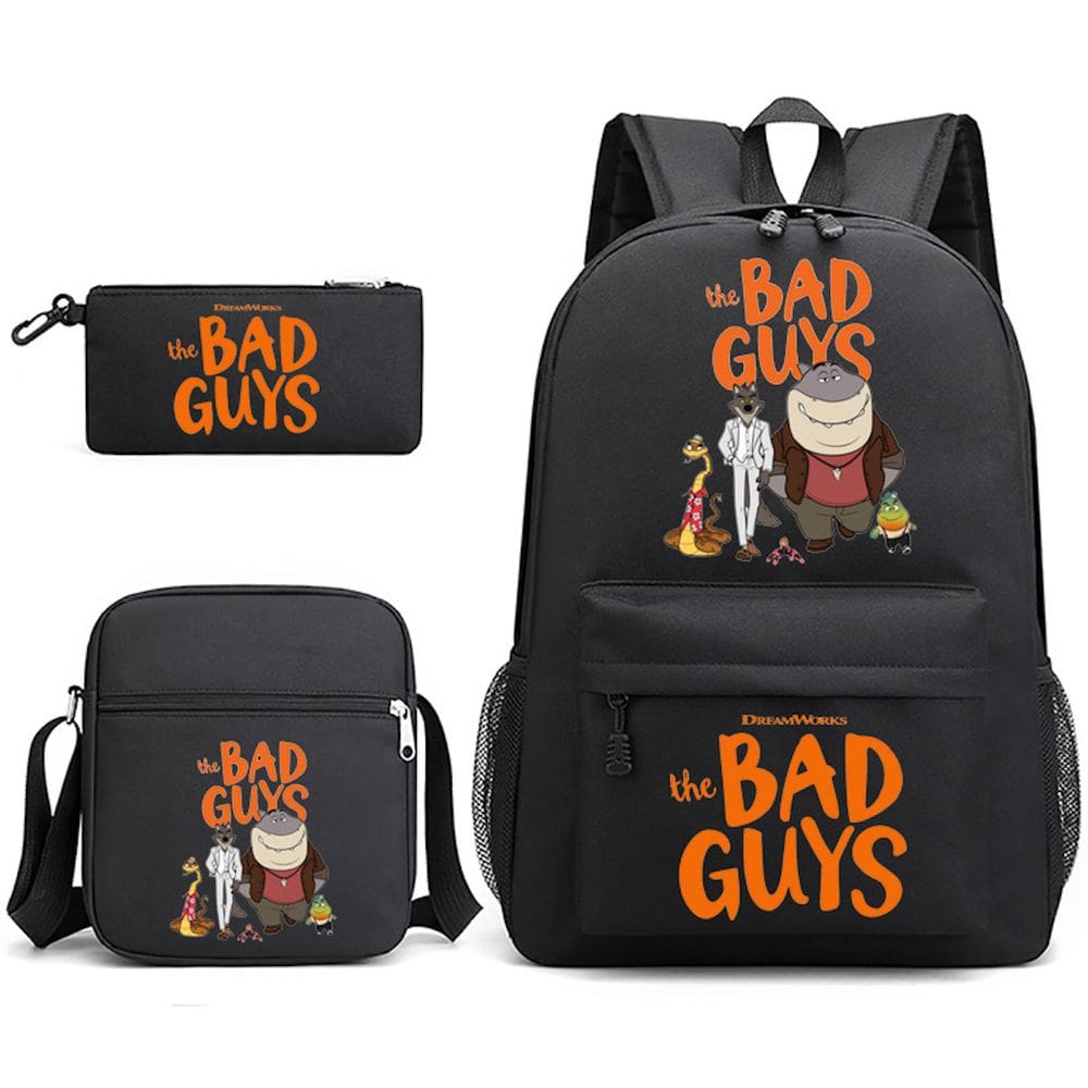 Conjunto de mochilas Bad Guys Anime School, 3 peças com bolsa de ombro