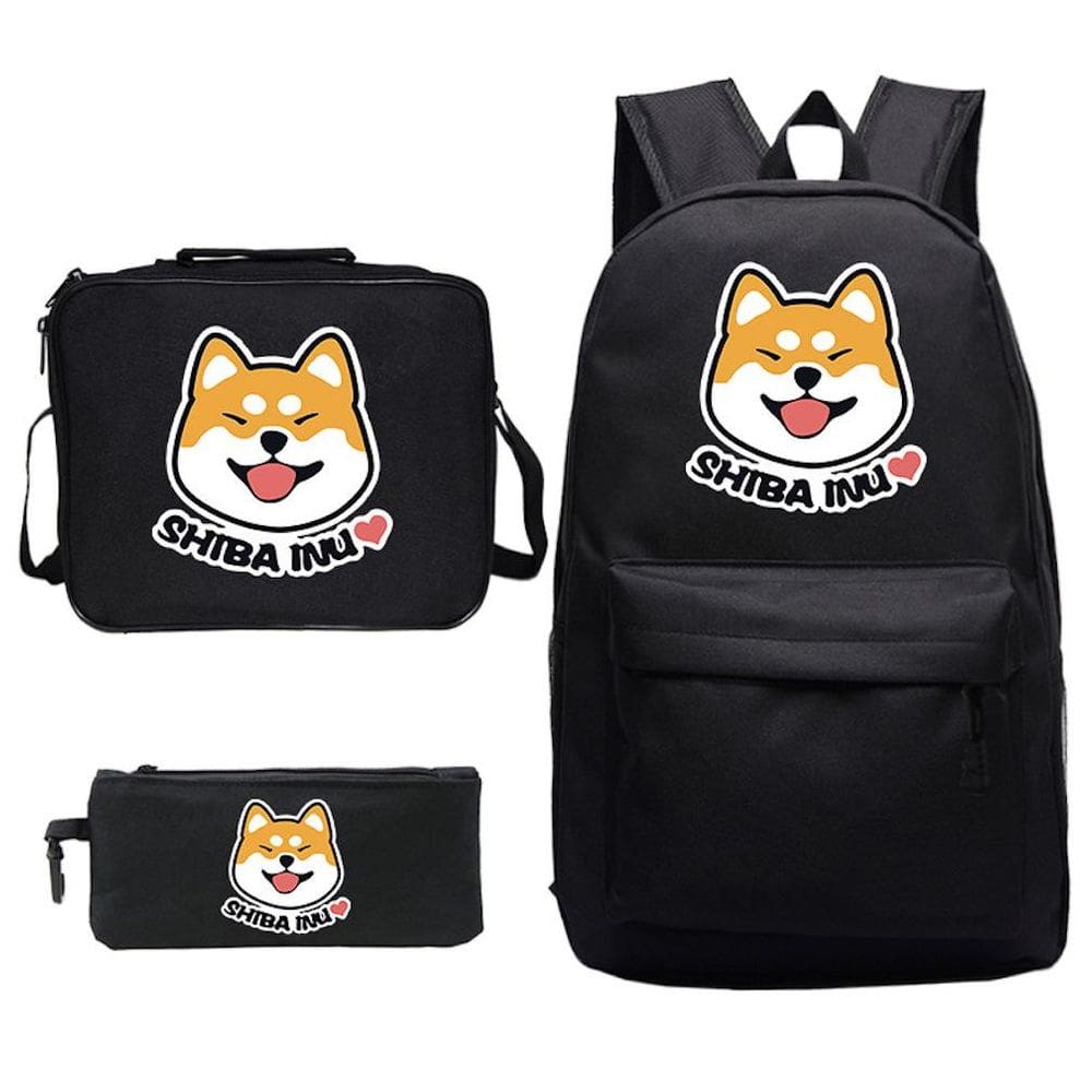 Conjunto de mochilas Shibas Inu Satchel, bolsa escolar impressa para crianças