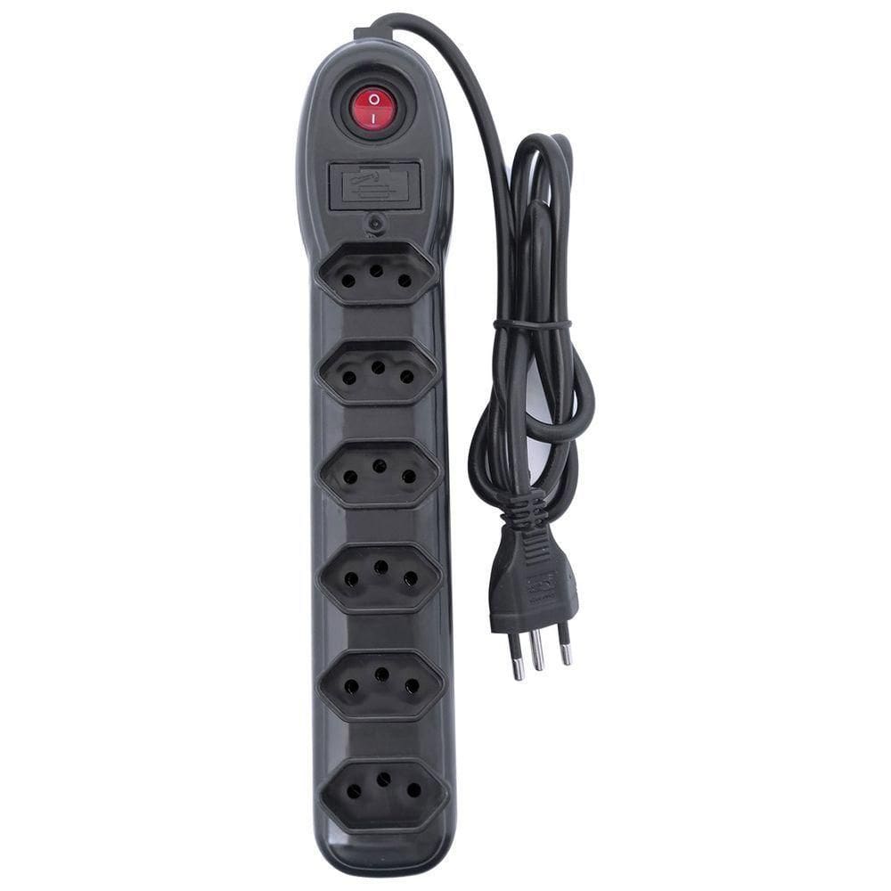 Filtro De Linha 6 Tomadas Pp 0,75 1m Bivolt Preto