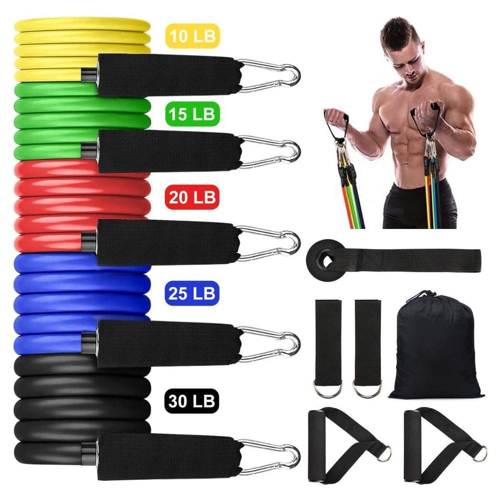 Kit Elástico 11 Tubing Treino Yoga Equilíbrio E