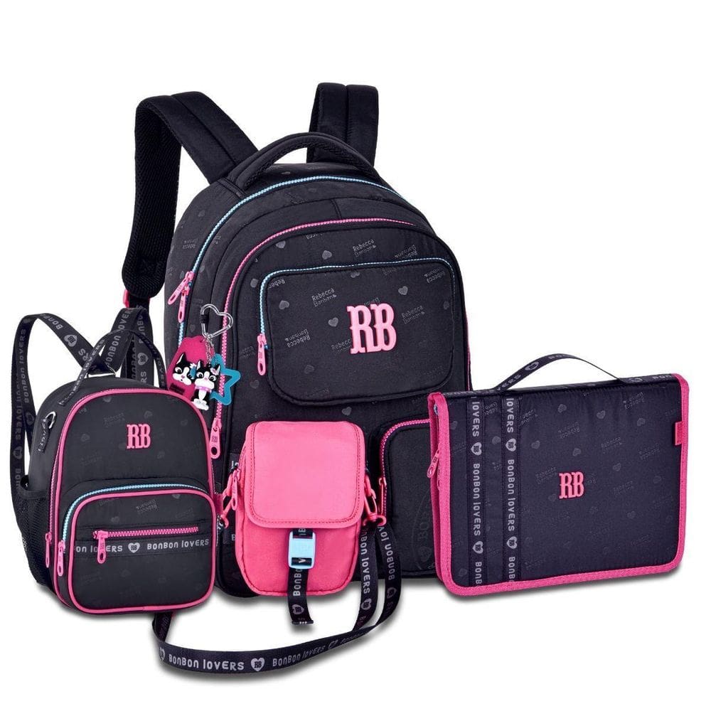 Mochila Lancheira E Estojo Fichário Kit Rebecca Bonbon
