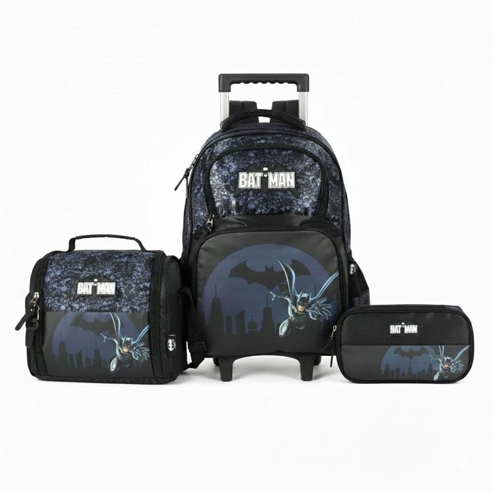 Kit Escolar Infantil Batman Mochila + Estojo Box + Lancheira