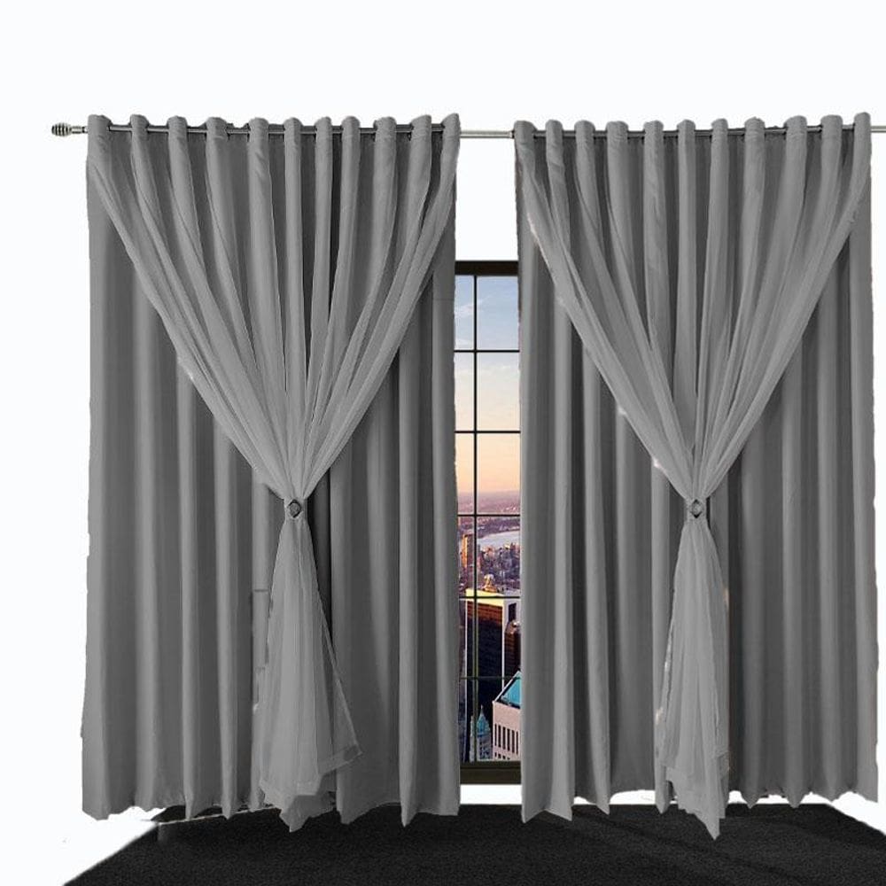Cortina Para Sala E Quarto Blecaute Bia 5,00 X 2,40 Cinza