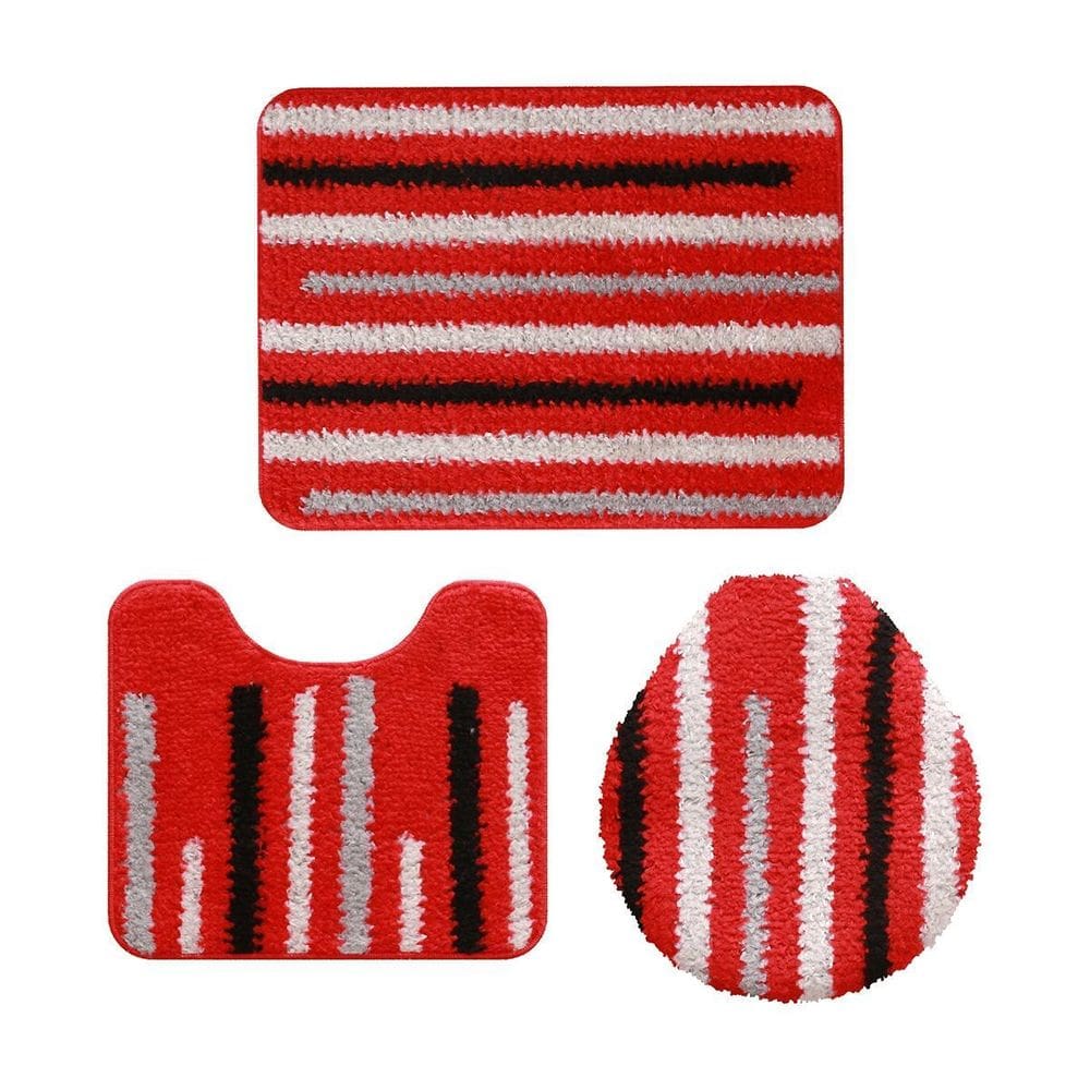 Jogo De Tapetes Banheiro 3 Pç Jolitex Urban Tóquio Vermelho