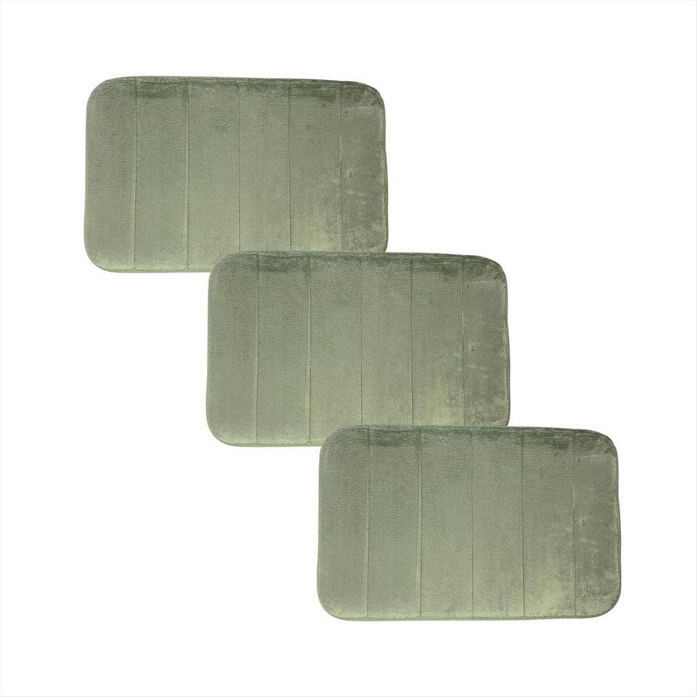 3 Tapetes Felpudos Antiderrapantes Luxo Banheiro Cor Oliva