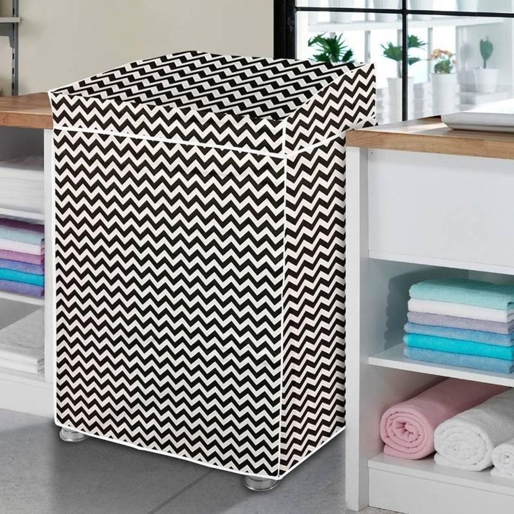 Capa Para Máquina De Lavar M Flanelada Zig Zag Com Tampa