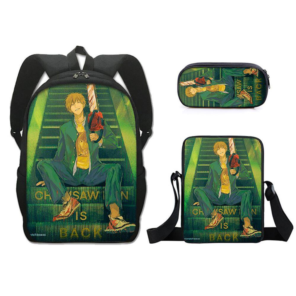 Conjunto de mochilas Chainsaws Mans Denjis Cartoon Kids 3 unidades