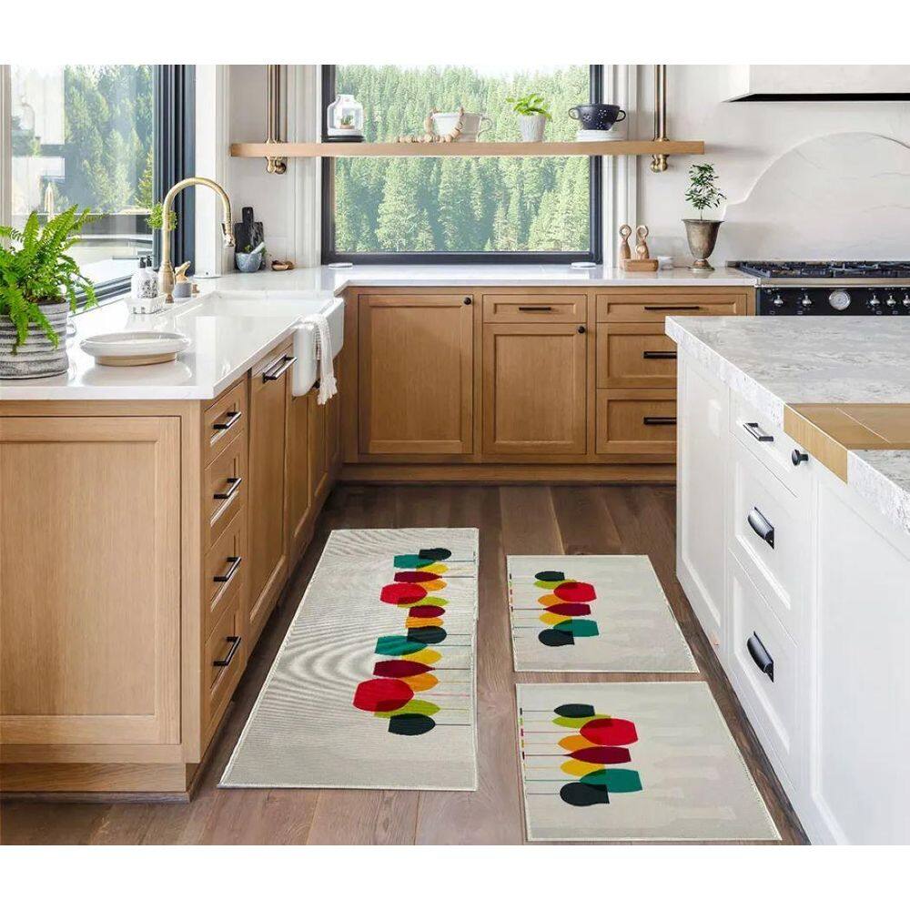 Kit Tapetes Para Cozinha C/3 Peças Allegra Estampa Taças