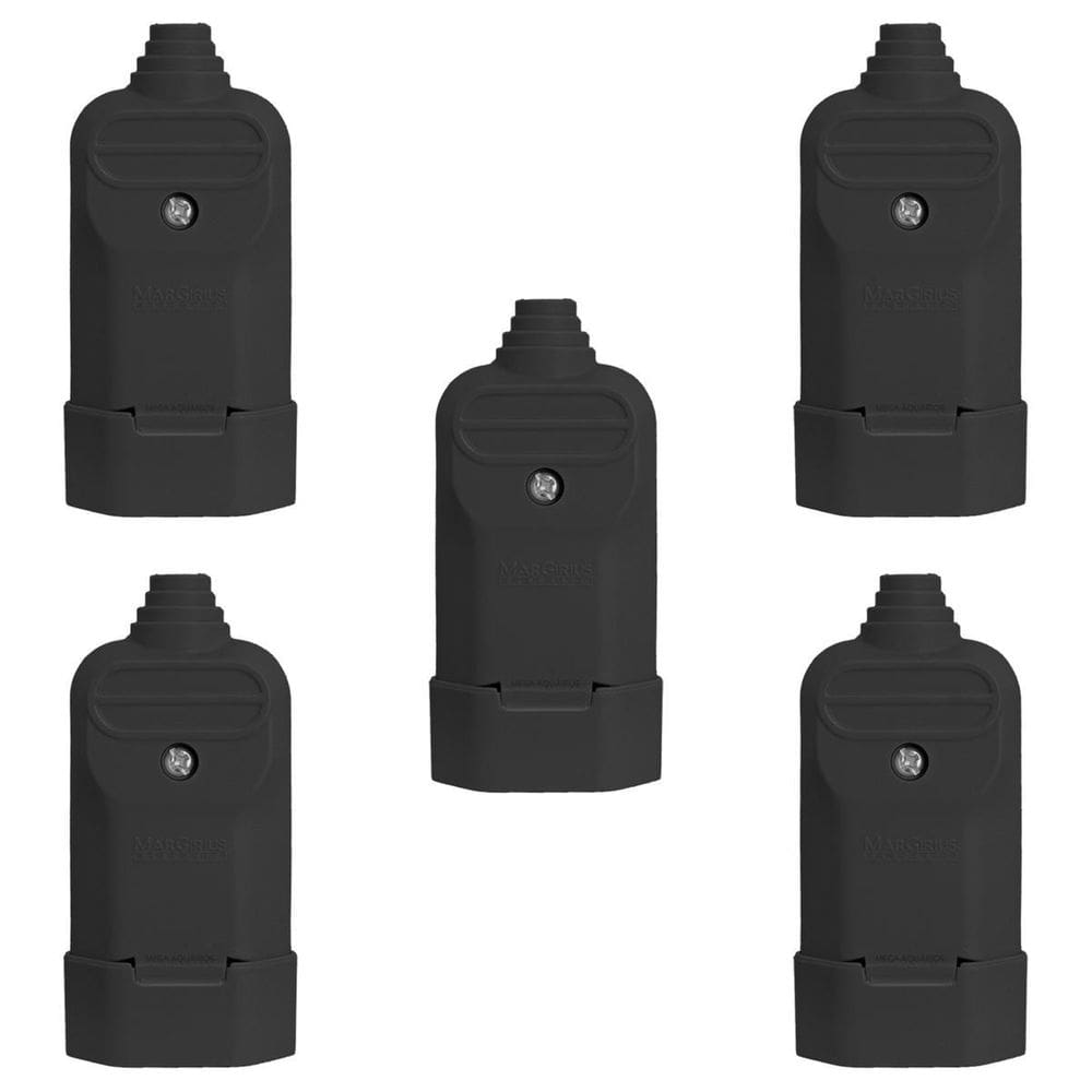 5 Tomada Plug Fêmea Prensa Cabo 3 Pinos Finos 10A Preta