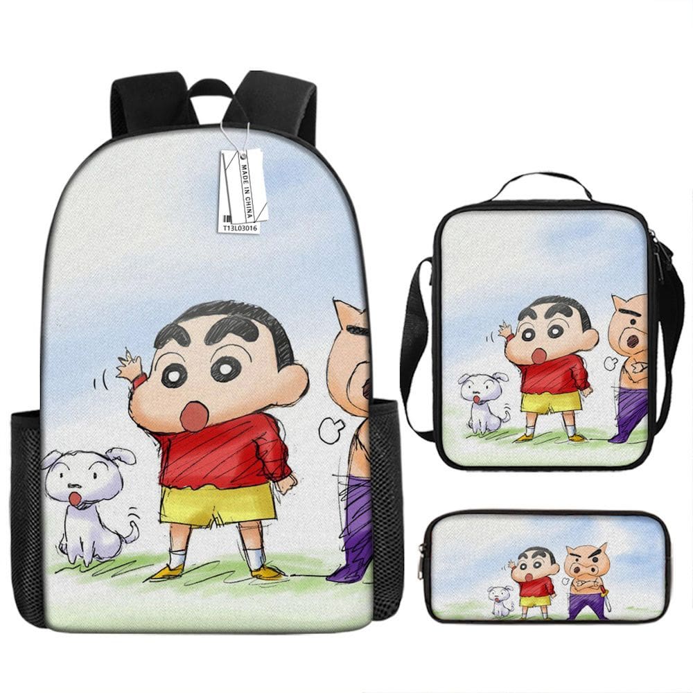 Conjunto de mochilas Shins chans Cartoon Kids School 3 unidades Oxford