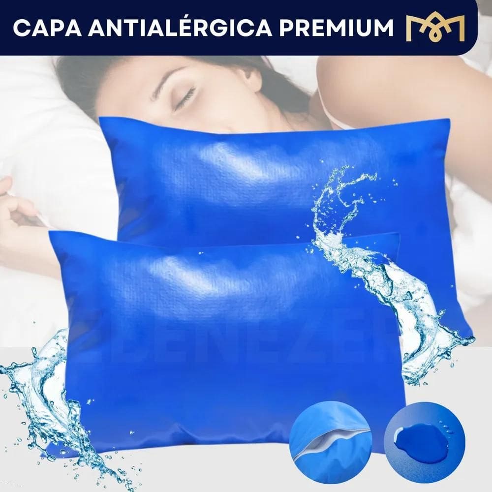 2X Kit 2 Capas Para Travesseiro Impermeáveis Antialérgica Pr