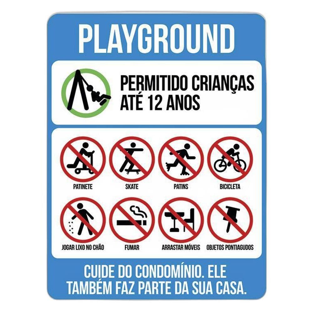 Placa Sinalização - Condomínio Playground Crianças 36X46