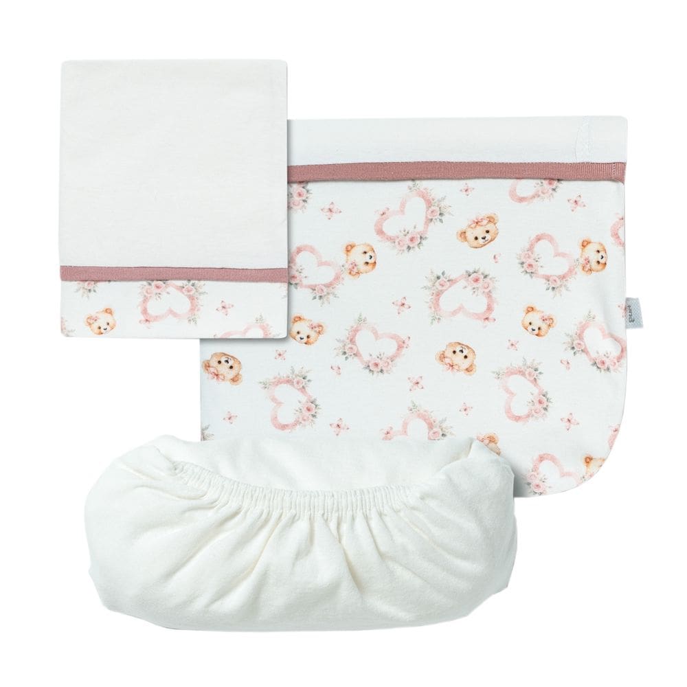 Jogo de Lençol Amor de Urso - Rosa Antigo - 3 Peças - Hug