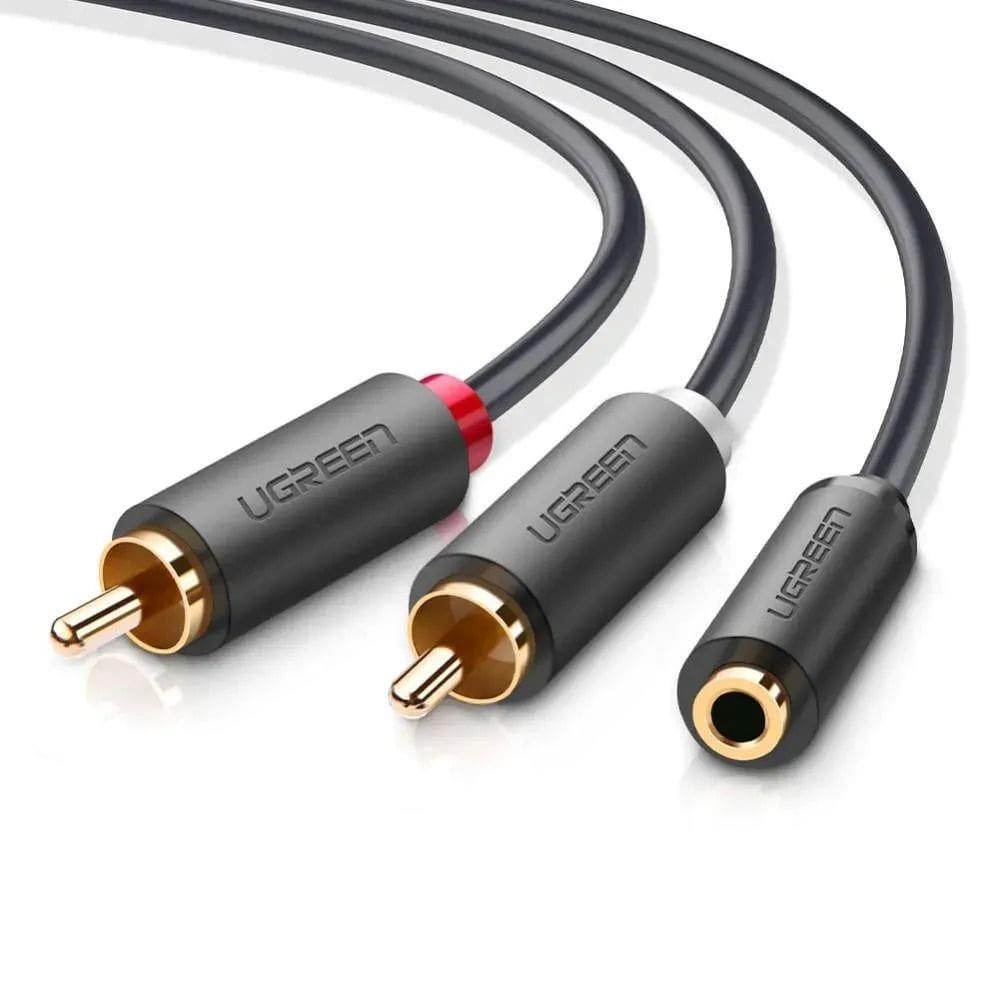 Cabo Áudio Ugreen Av102 P2 Fêmea P/2 Rca Macho 1m Preto