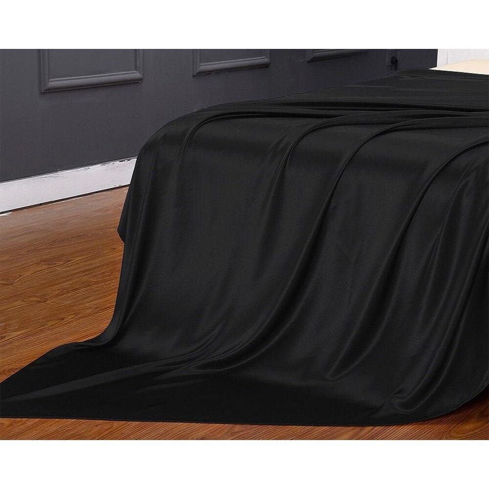 Lençol Superior Avulso Casal Padrão Cetim Seda Preto Brilho