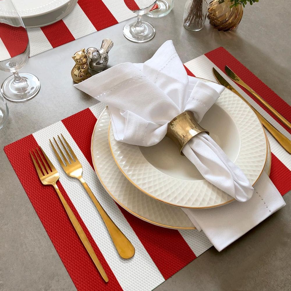 12 Jogo Americano Navy Alto Padrão Impermeável Pvc Br Vm