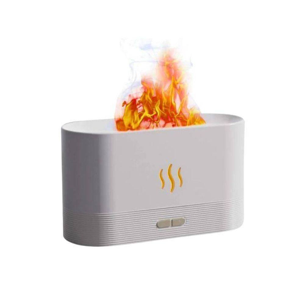 Difusor De Aromas Branco Névoa Modelo De Chama Com Led
