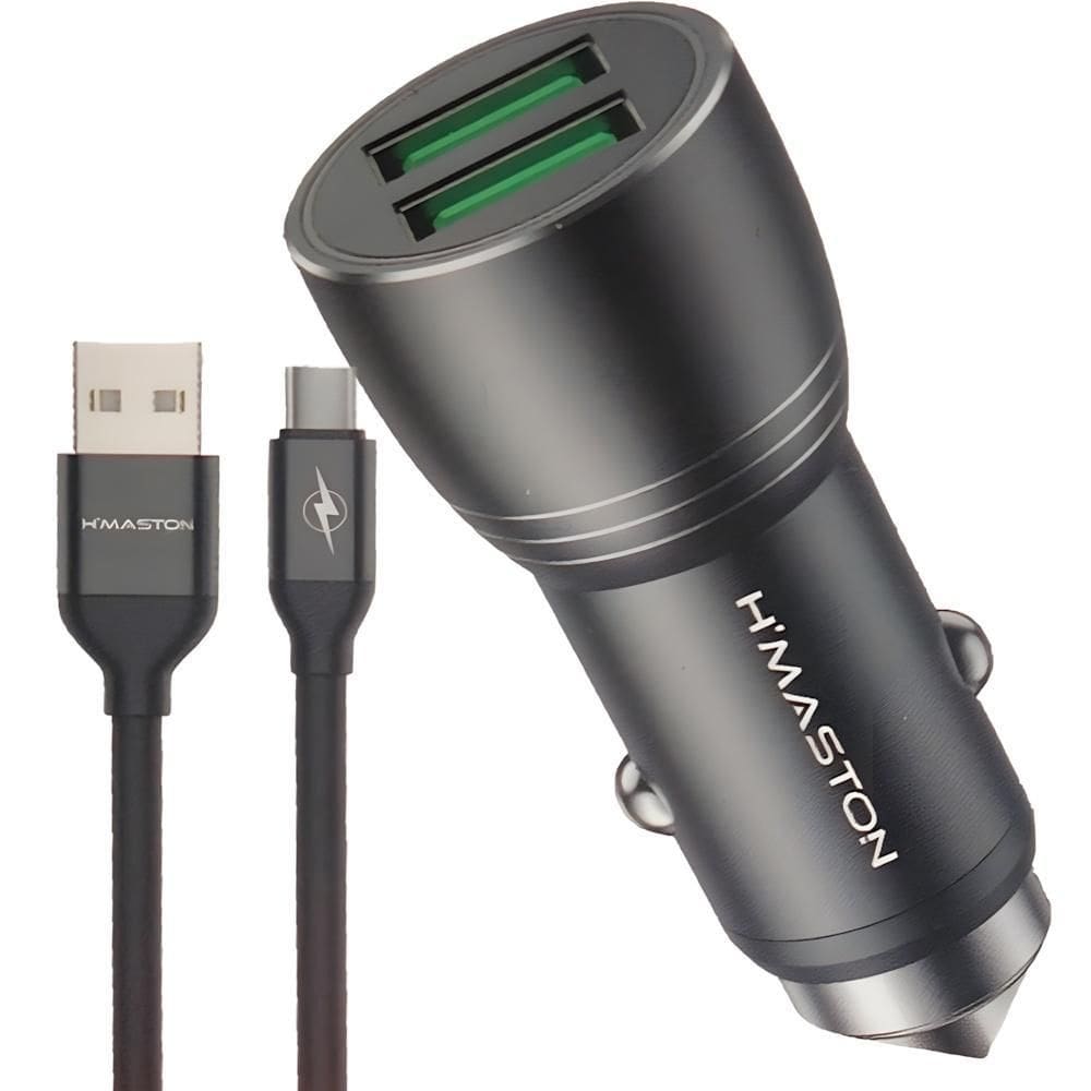 Carregador Veicular 2 Usb Tipo C Rápido 4.8A Poderoso