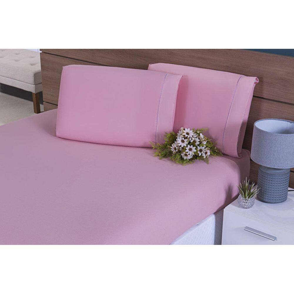 Jogo Lençol Para Berço 2Pç Percal 200 Fios Rose