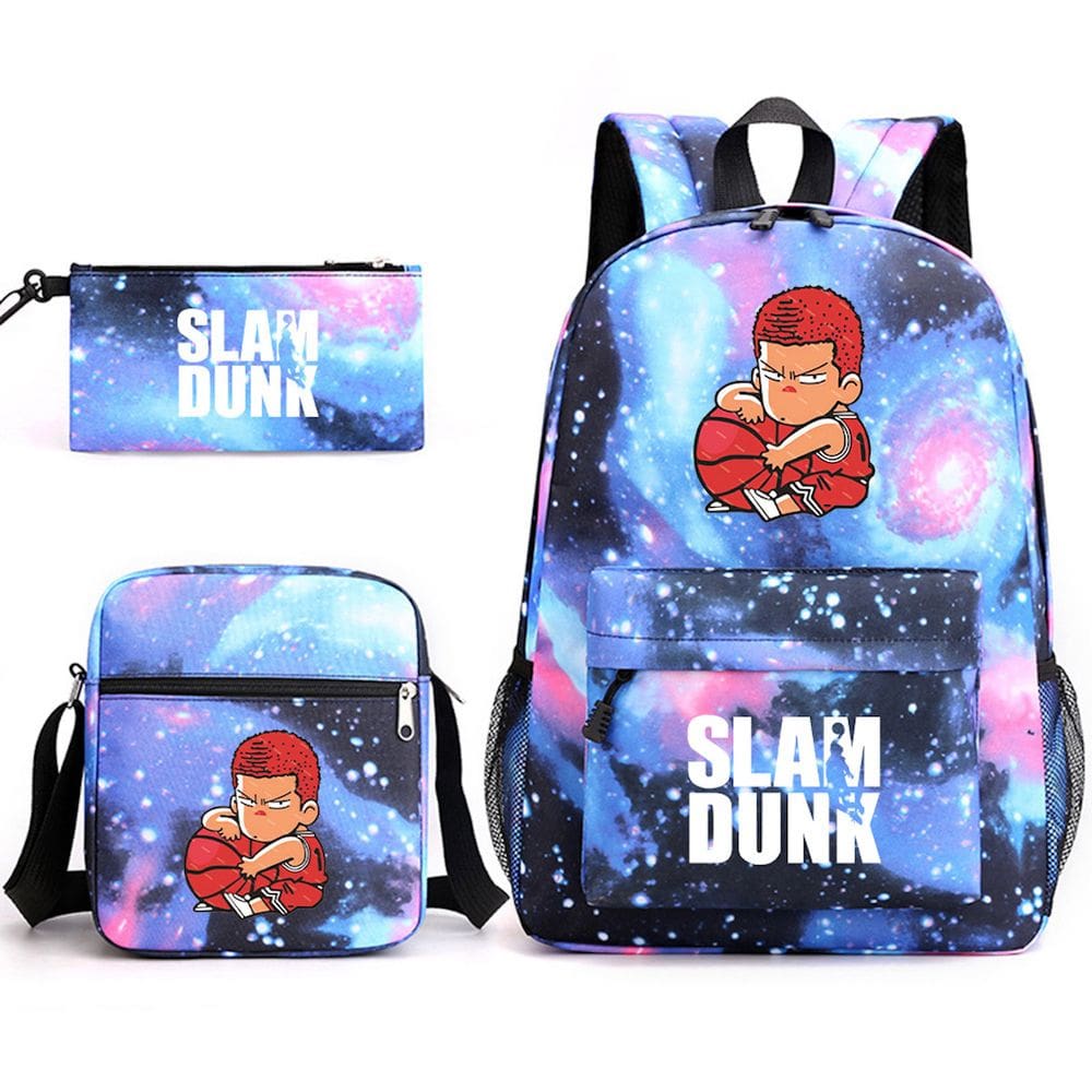 Conjunto de mochilas, 3 peças, Slams Dunks Anime School para crianças