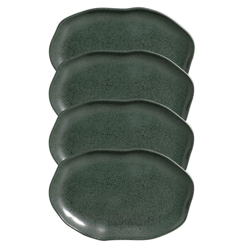 Conjunto Com 04 Travessas Oval Rasa Média 30x20 Cm Orgânico Greenery Porto Brasil