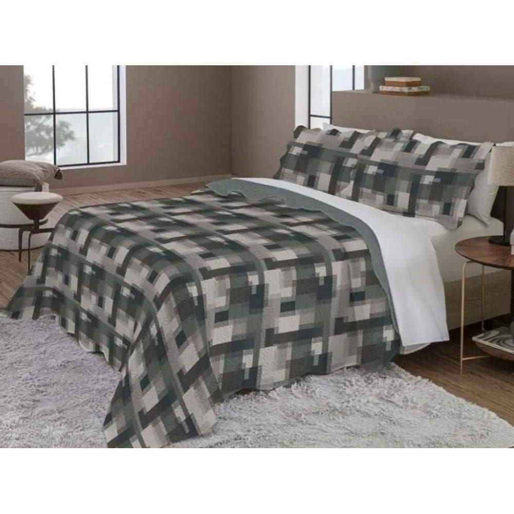 2X Colcha Casal Cobre Leito Queen Matelado Camesa + 2 Fronha