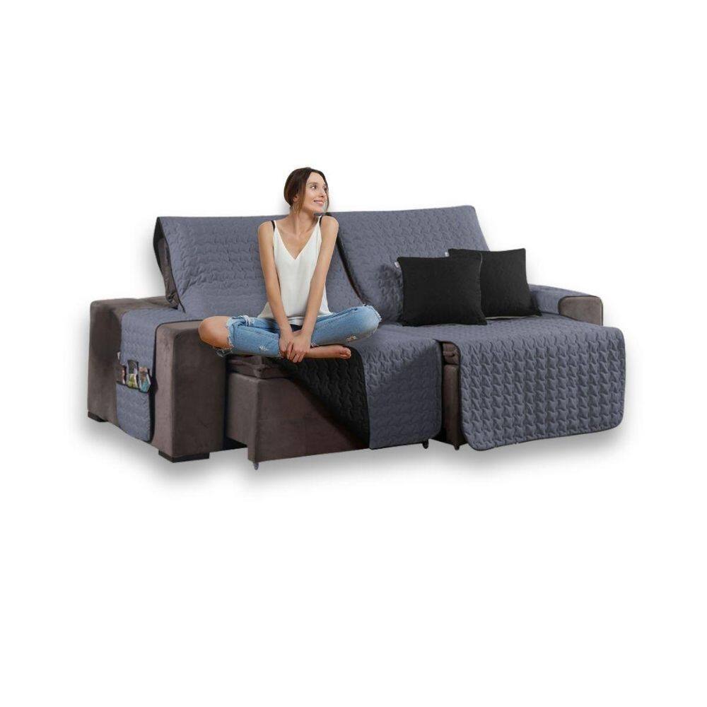 Kit Capa Protetora Sofá Retrátil 2,40M Shield Dupla Face +