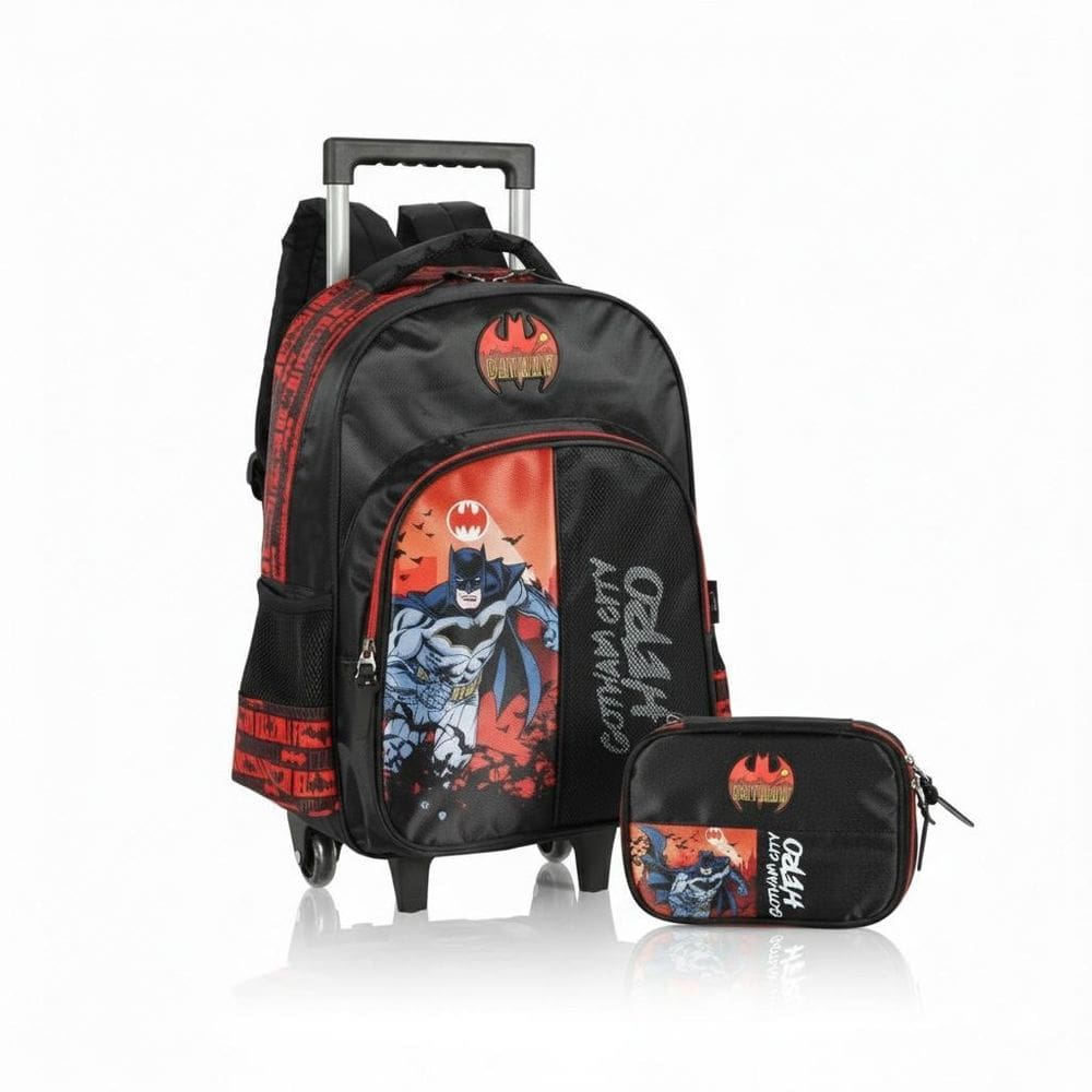 Kit Escolar Vermelho Batman Mochila + Estojo Box