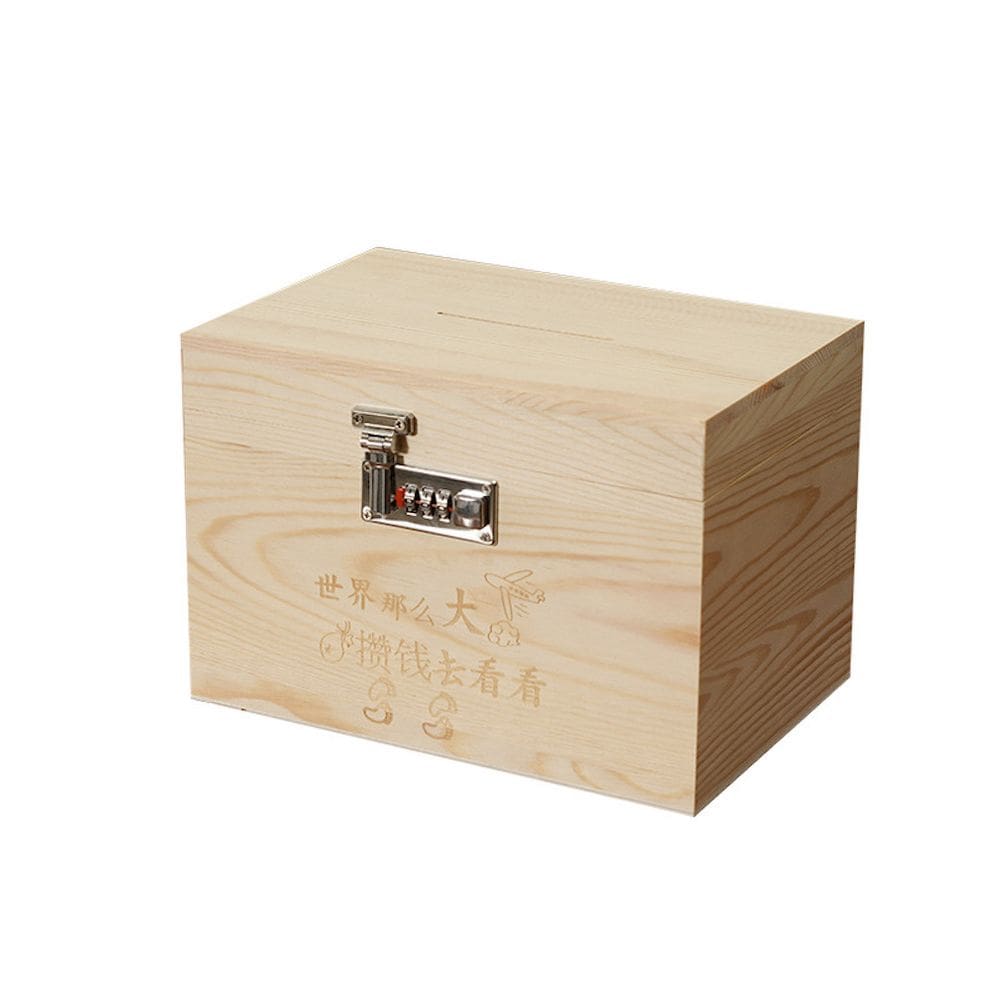 Cofrinho de madeira com fechadura para crianças 14x10x11cm