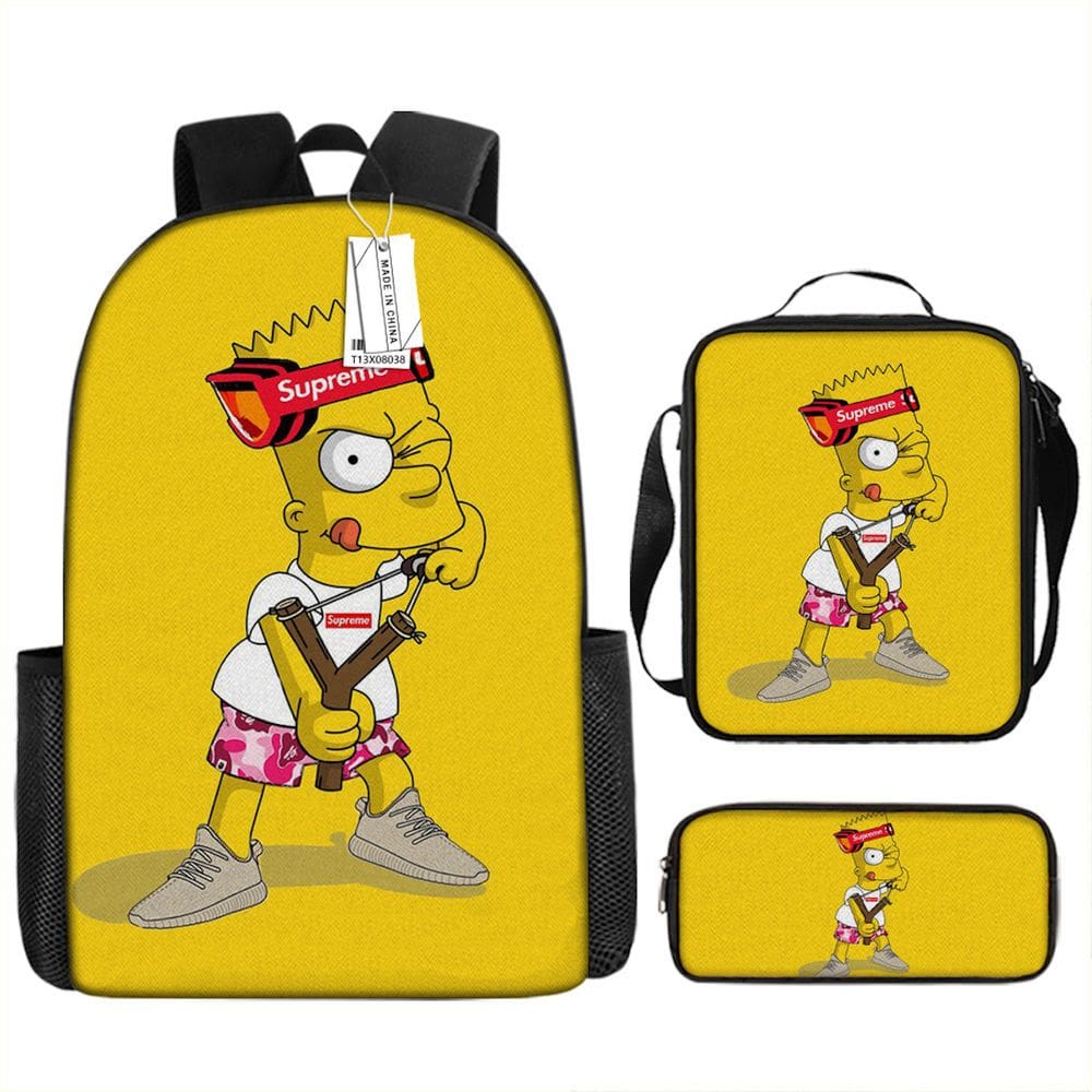 Conjunto de mochilas Simpsons Barts Simpsons Cartoon Kids School