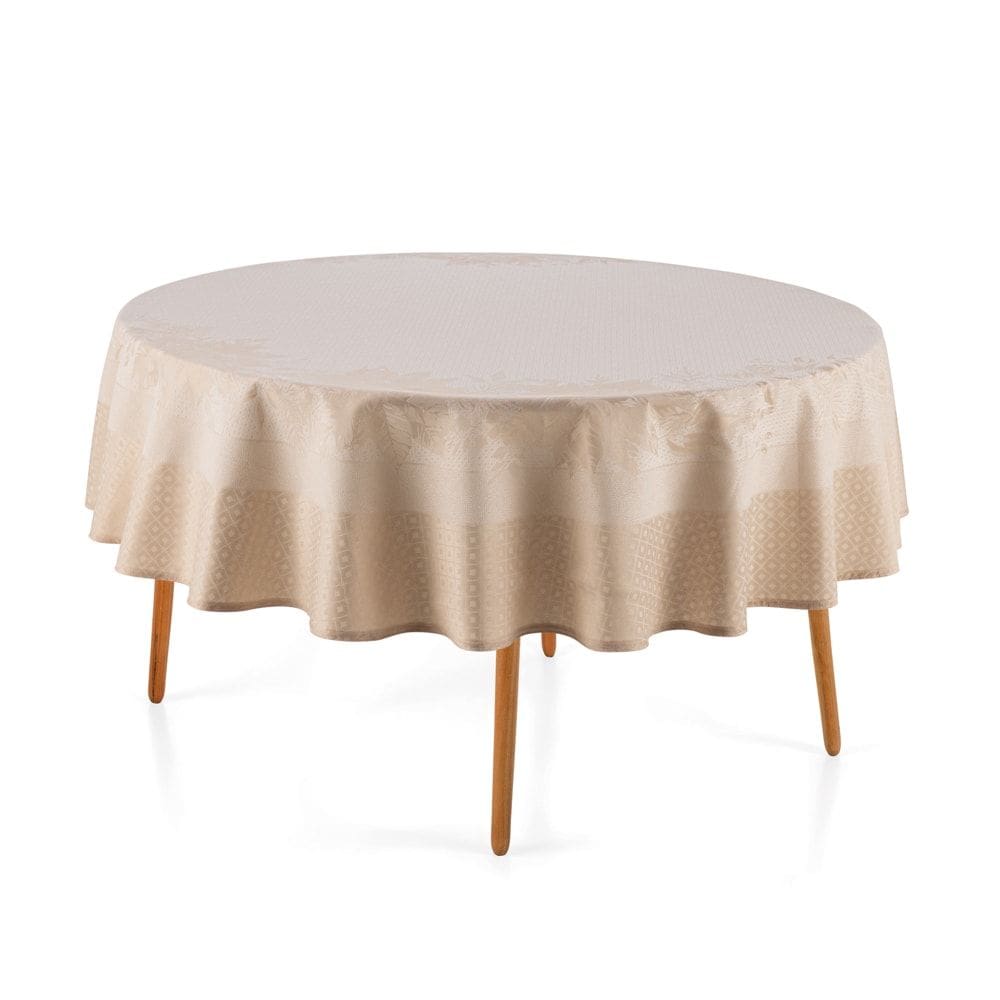 Toalha de Mesa Redonda Jacquard - Flor do Natal - 6 Lugares - Karsten