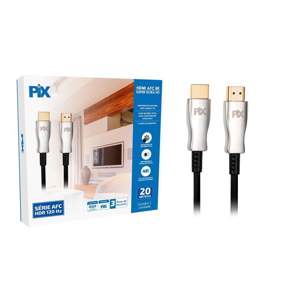 Cabo Hdmi Grande 2.1 Hdr 8K 10K 120Hz Vrr Allm 20M Fibra