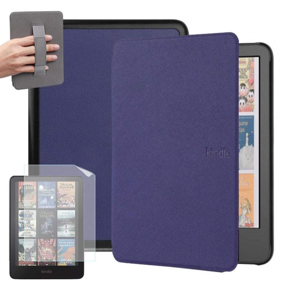 Capa Couro Com Alça Para Novo Kindle Colorsoft 1 + Película