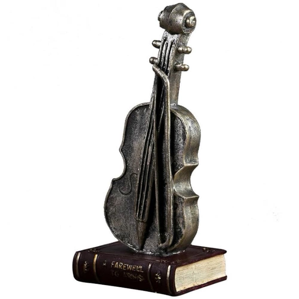 Estatueta de resina de escultura Estátua preta prateada para casa 27,5 cm