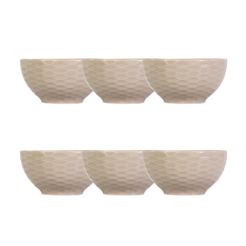 Kit 06 Bowl Tigela Creme Relevo Ondas 416 ml Germer