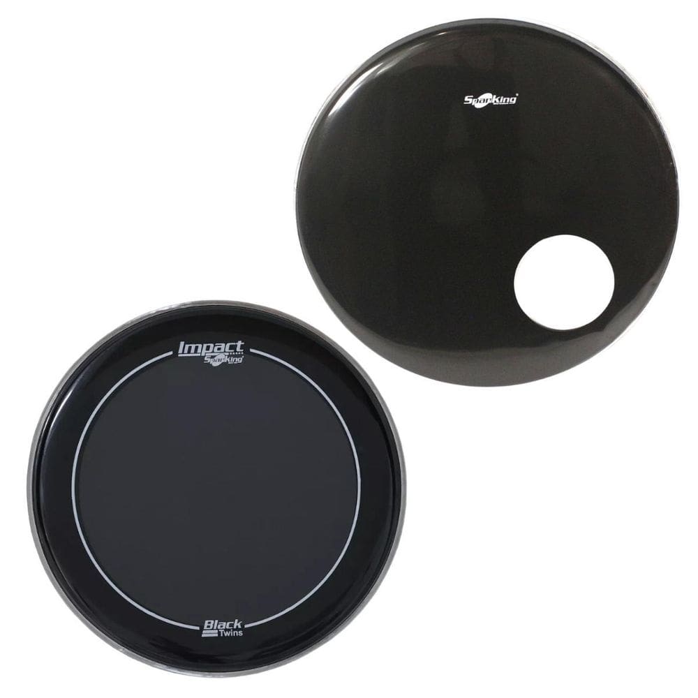 Kit Pele 18 Bumbo Twins Duplo Preta + Pele Com Furo Preta