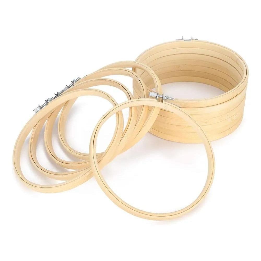 2X Kit 10 Bastidores Madeira Bambu Tarracha Bordado Artesana